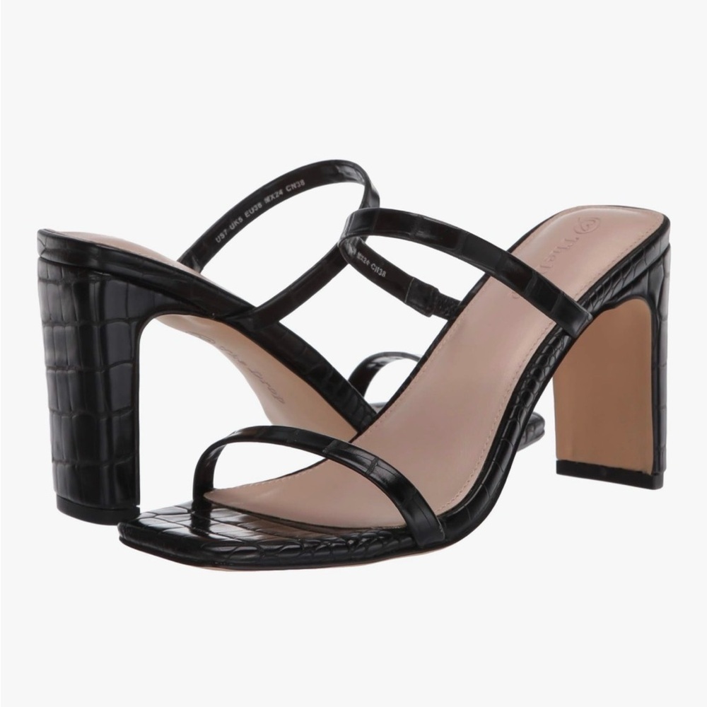 The Drop Women’s Avery Square Toe Two Strapped High Heeled Sandals